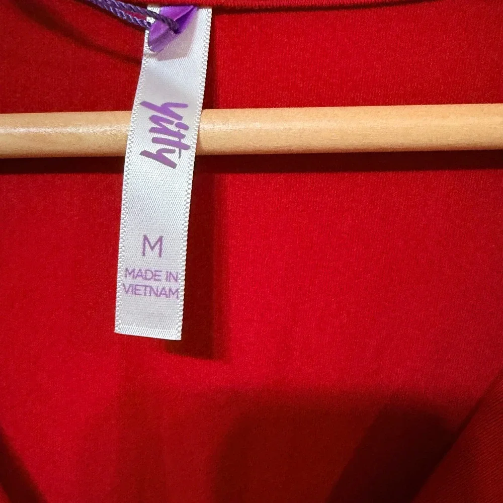 Yitty Cloud Jersey Sleep Set Holly Berry Red Long Sleeve Wide Leg Pajamas M NEW